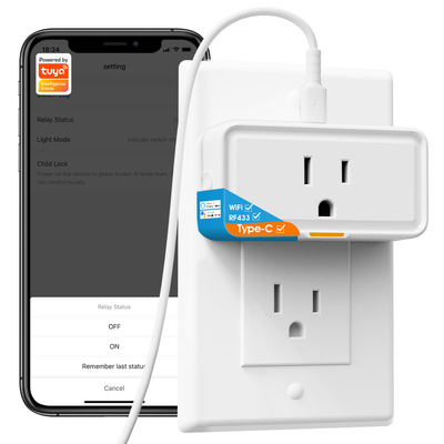 Tuya socket Power Monitor Plug APP Voice Bekerja dengan Alexa Google Home Smart Type c WiFi RF433 Outlet Plug