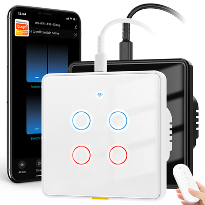 Tuya Wi-Fi Switch Type c Timing Voice App Google Home Smart Home EU Light Touch Wall WIFI RF433 110-240v Alexa Switch