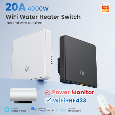 Sakelar RF433 WiFi 20A untuk Pemanas Air Tuya Smart Home 4000W Pengatur Waktu Hitung Mundur Sakelar Dinding Nirkabel Kontrol Suara APP Dengan Alexa Google Home
