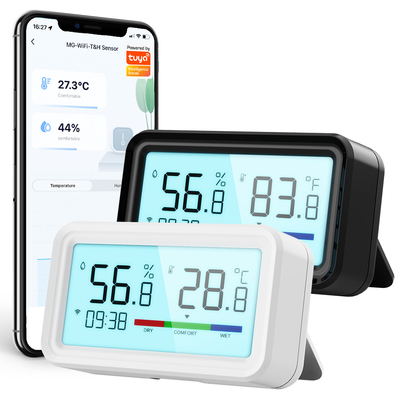 Harga yang bagus Wifi Indoor Hygrometer Sensor Termometer Dengan Lampu Belakang Remote App Voice Alexa Google Home Digital Tuya Smart Home on line
