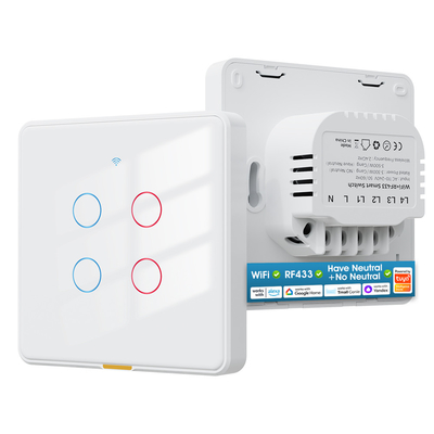 Harga yang bagus Tuya Wifi Switch RF433 kontrol Timing Voice App Alexa, Google Home Smart Home Tanpa Kabel Netral Wifi EU Wall Switch on line