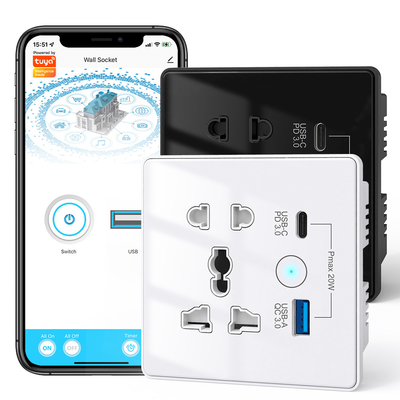 Harga yang bagus Wifi Wall Universal Socket Type C + USB Fast Charging Untuk AS Uni Eropa Inggris Plug APP Remote Control Tuya Smart Home Automation on line