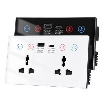 Harga yang bagus Tuya Smart Wall Socket kontrol suara WIFI Alexa Power Monitor Otomatisasi Rumah AS Uni Eropa Inggris Colokan USB Type-C socket 10A on line