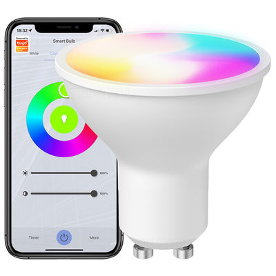 Harga yang bagus Smart Bulb RGBCW 5W Lampu Dimmable Remote control Bekerja dengan Alexa Google Home Tuya GU10 WiFi Smart Light LED Bulbs on line