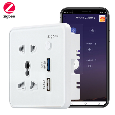 Harga yang bagus Zigbee Wall Smart Socket Tempered Glass Quick Fast Charger 3.0 Usb Pengisian Waktu Google Home Alexa TuyaUS EU UK Plug on line