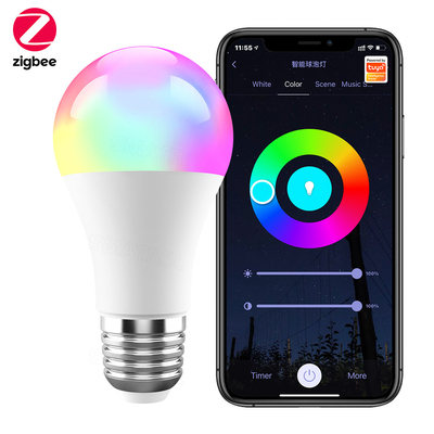 Harga yang bagus Tuya Zigbee 10W Smart Light Bulb E27 RGB Lampu LED Dimmable Timing Smart Life APP Kontrol Suara Untuk Google Home Alexa on line