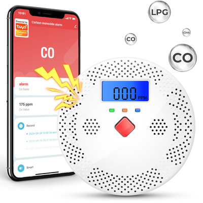 Harga yang bagus Tuya Wifi Detektor Karbon Monoksida Monitor Kualitas Udara Pintar CO Detektor Alarm Lampu Suara Tampilan Digital LCD Penguji Kualitas Udara Rumah on line
