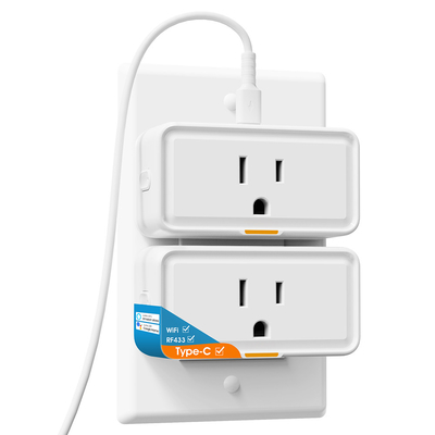 Harga yang bagus Tuya Smart Socket dengan Power Monitoring, WiFi dan RF433 Plug, Type C Outlet, App dan Voice Control, Kompatibel dengan Alexa dan Google Home on line