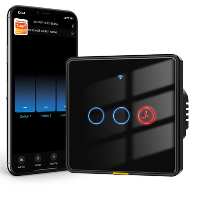 Harga yang bagus Tuya Smart WiFi RF433 Timer Switch untuk kipas angin dan lampu liontin Tidak diperlukan kabel netral, Switch dinding kontrol suara on line