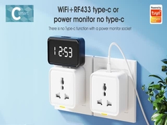 Tuya Universal Socket Type-C outlet 16A WiFi RF433 Adaptor Perjalanan Tuya Smart Home Plug